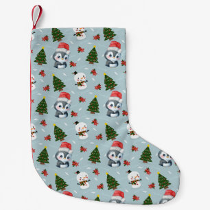 Penguin Santa Happy Frohe Weihnachtsbaumstruktur M Kleiner Weihnachtsstrumpf