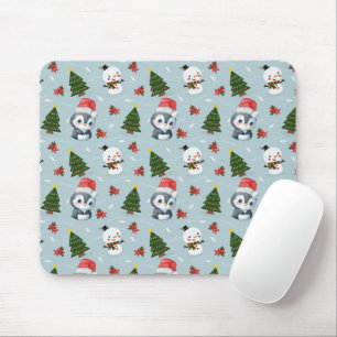 Penguin Santa Happy Frohe Weihnachtsbaumstruktur M Mousepad