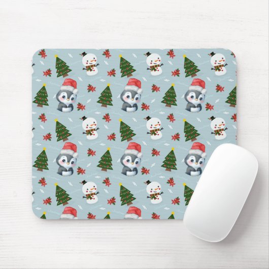 Penguin Santa Happy Frohe Weihnachtsbaumstruktur M Mousepad (Mit Mouse)