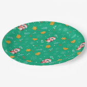 Penguin Santa Happy Frohe Weihnachtsbaumstruktur M Pappteller (Schrägansicht)