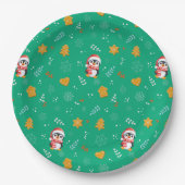 Penguin Santa Happy Frohe Weihnachtsbaumstruktur M Pappteller (Vorderseite)