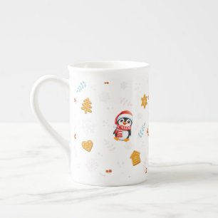 Penguin Santa Happy Frohe Weihnachtsbaumstruktur M Porzellantasse