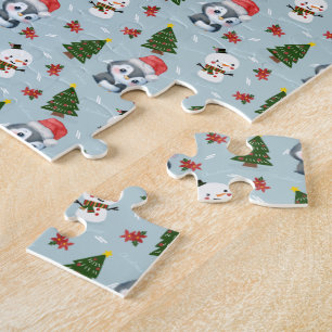 Penguin Santa Happy Frohe Weihnachtsbaumstruktur M Puzzle