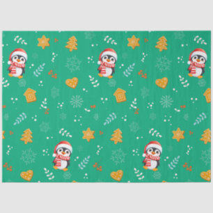 Penguin Santa Happy Frohe Weihnachtsbaumstruktur M Seidenpapier