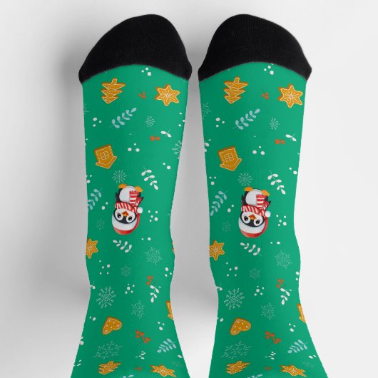 Penguin Santa Happy Frohe Weihnachtsbaumstruktur M Socken (Oben)