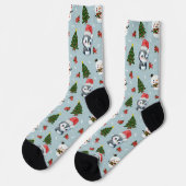 Penguin Santa Happy Frohe Weihnachtsbaumstruktur M Socken (Linkes Detail)
