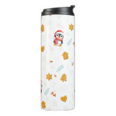 Penguin Santa Happy Frohe Weihnachtsbaumstruktur M Thermosbecher (Nach links gedreht)