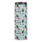 Penguin Santa Happy Frohe Weihnachtsbaumstruktur M Thermosbecher (Rückseite)