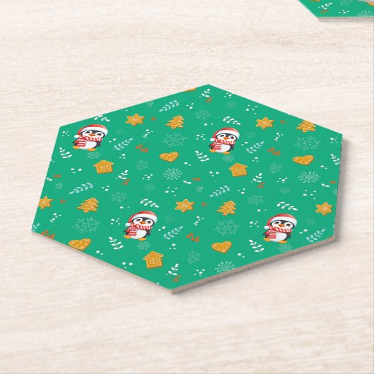 Penguin Santa Happy Frohe Weihnachtsbaumstruktur M Untersetzer (angewinkelt)