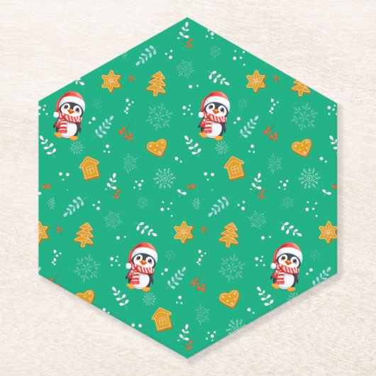 Penguin Santa Happy Frohe Weihnachtsbaumstruktur M Untersetzer (Vorderseite)