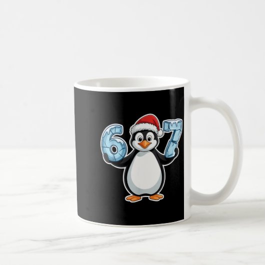 Penguin Santa Hat 67 Icy Numbers Christmas Birthda Kaffeetasse (Rechts)