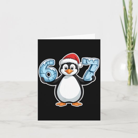 Penguin Santa Hat 67 Icy Numbers Christmas Birthda Karte (Vorderseite)