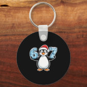 Penguin Santa Hat 67 Icy Numbers Christmas Birthda Schlüsselanhänger (Vorderseite)