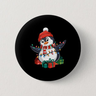 Penguin Santa Lights Weihnachten - Pinguin Lover Button