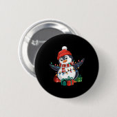 Penguin Santa Lights Weihnachten - Pinguin Lover Button (Vorne & Hinten)