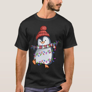 Penguin Santa Lights Weihnachts Pajamas Niedlich P T-Shirt