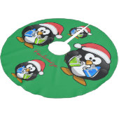 Penguin Santa Thunder_Cove Polyester Weihnachtsbaumdecke (Schrägansicht)