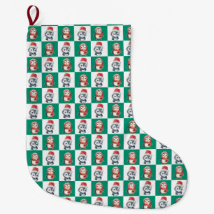 Penguin Santa Wassercolor Frohe Weihnachtsmuster Großer Weihnachtsstrumpf