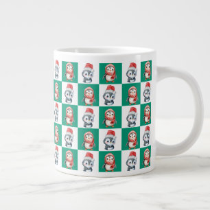 Penguin Santa Wassercolor Frohe Weihnachtsmuster Jumbo-Tasse