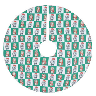 Penguin Santa Wassercolor Frohe Weihnachtsmuster Polyester Weihnachtsbaumdecke