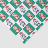 Penguin Santa Wassercolor Frohe Weihnachtsmuster Seidenpapier (Detail)