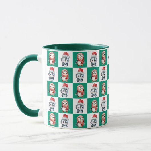 Penguin Santa Wassercolor Frohe Weihnachtsmuster Tasse (Links)