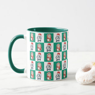 Penguin Santa Wassercolor Frohe Weihnachtsmuster Tasse