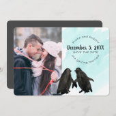 Penguin Save the Date Foto Einladung (Vorne/Hinten)