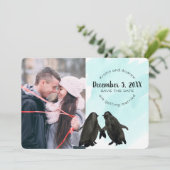 Penguin Save the Date Foto Einladung (Stehend Vorderseite)