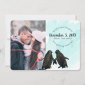 Penguin Save the Date Foto Einladung (Vorderseite)