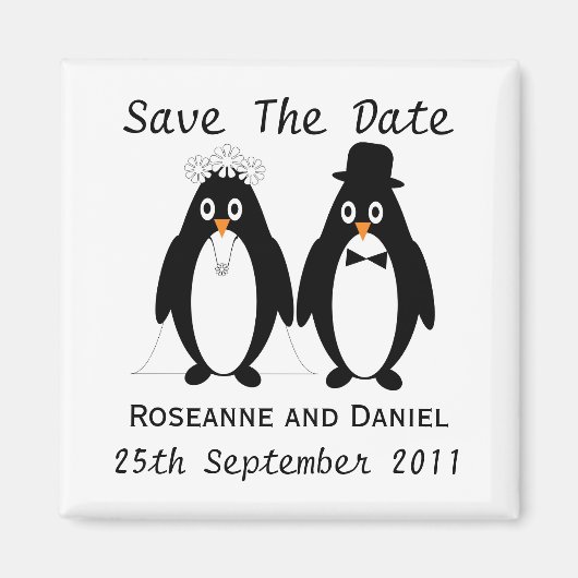 Penguin Save the Date Wedding Announcement Magnet (Vorne)