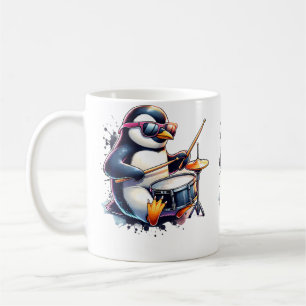 Penguin-Schlagzeuger Musik Rockband Mit Drumsticks Kaffeetasse
