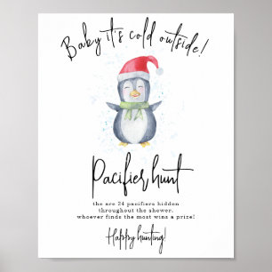 Penguin - Schnuller Jagd Kinderdusche Poster