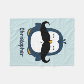 Penguin-Schnurrbart-Trend-blaues personalisiertes Fleecedecke (Vorderseite (Horizontal))