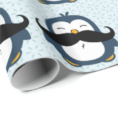 Penguin-Schnurrbart-Trend-Muster Geschenkpapier (Rolleneckpunkt)