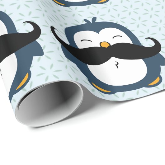 Penguin-Schnurrbart-Trend-Muster Geschenkpapier (Rolleneckpunkt)