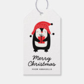 Penguin Script Frohe Weihnachtsgeschenke Tag Geschenkanhänger (Vorderseite)