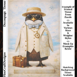 Penguin Seaside Traveller & Suitcase FG5 Decoupage Seidenpapier
