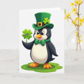 Penguin Shamrock Luck Art Card Karte (Gelbe Blume)