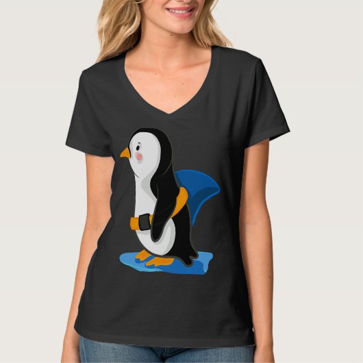 Penguin shark fin  illustration T-Shirt (Vorderseite)