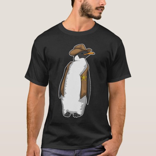 Penguin Sheriff Cowboy-Hut T-Shirt (Vorderseite)