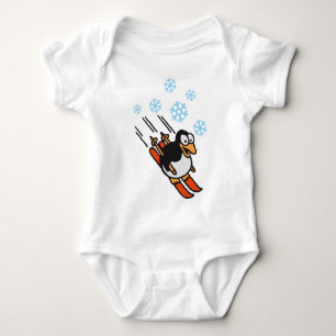Penguin ski baby strampler