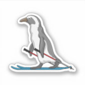 Penguin Skier Ski Aufkleber (Vorderseite)