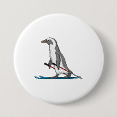 Penguin Skier Ski Button (Vorderseite)