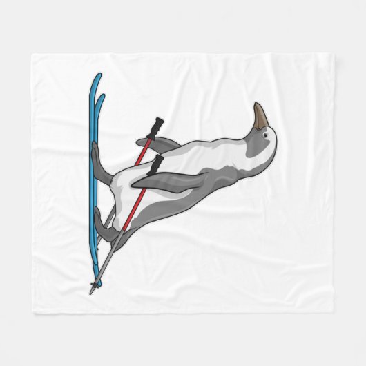 Penguin Skier Ski Fleecedecke (Vorderseite (Horizontal))
