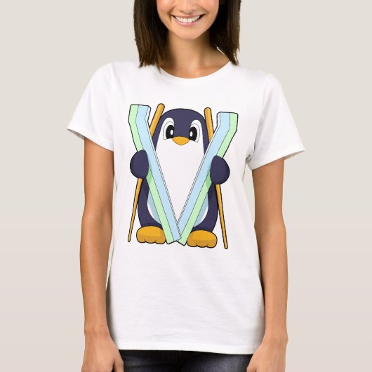 Penguin Skier Ski Winter sports T-Shirt (Vorderseite)