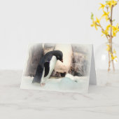 Penguin Snowball Fight Weihnachtskarte 2 Karte (Gelbe Blume)