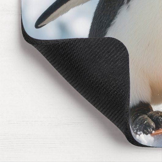 Penguin Snowboarding Downhill Mousepad (Ecke)