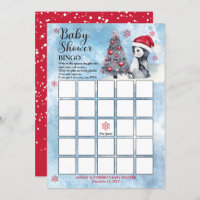 Penguin Snowman Winter Boy Baby Showkarte