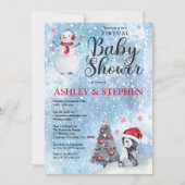 Penguin Snowman Winter Virtual Boy Baby Dusche Einladung (Vorderseite)